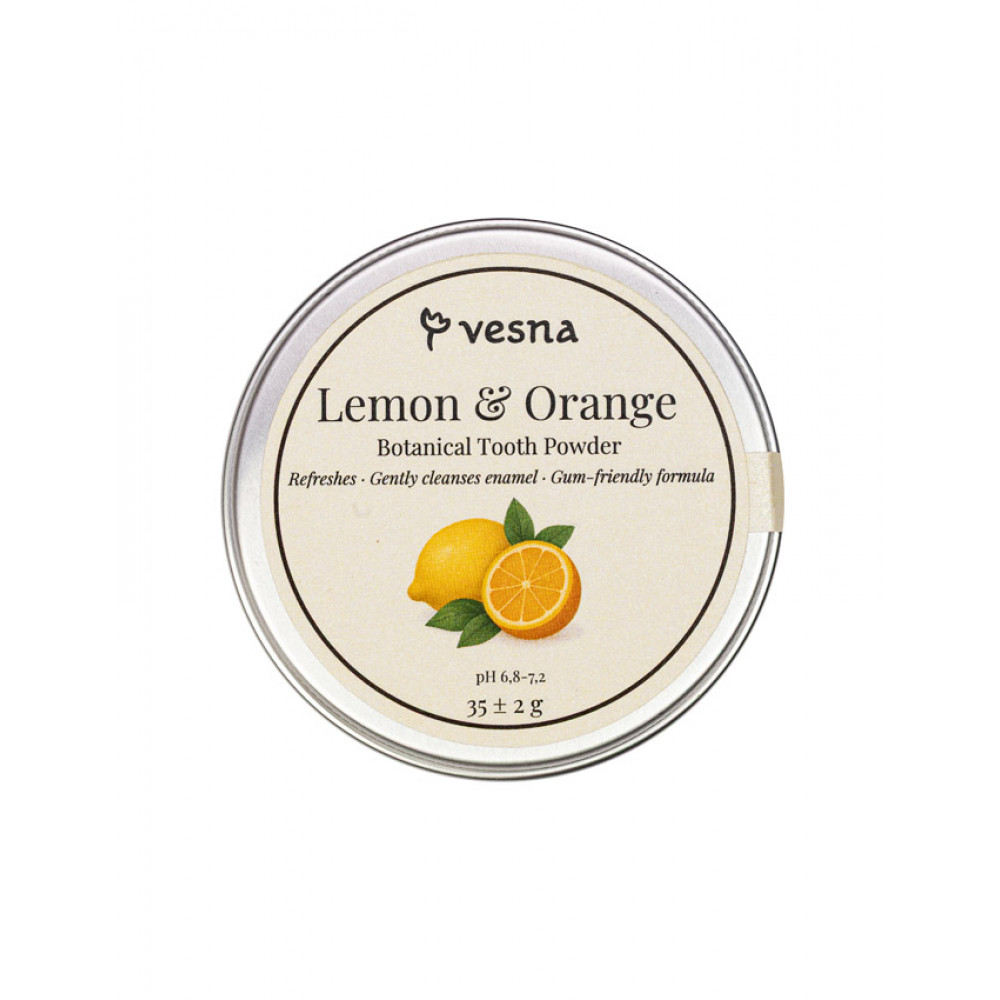 ТМ Vesna Освежающий зубной порошок Лимон и Апельсин