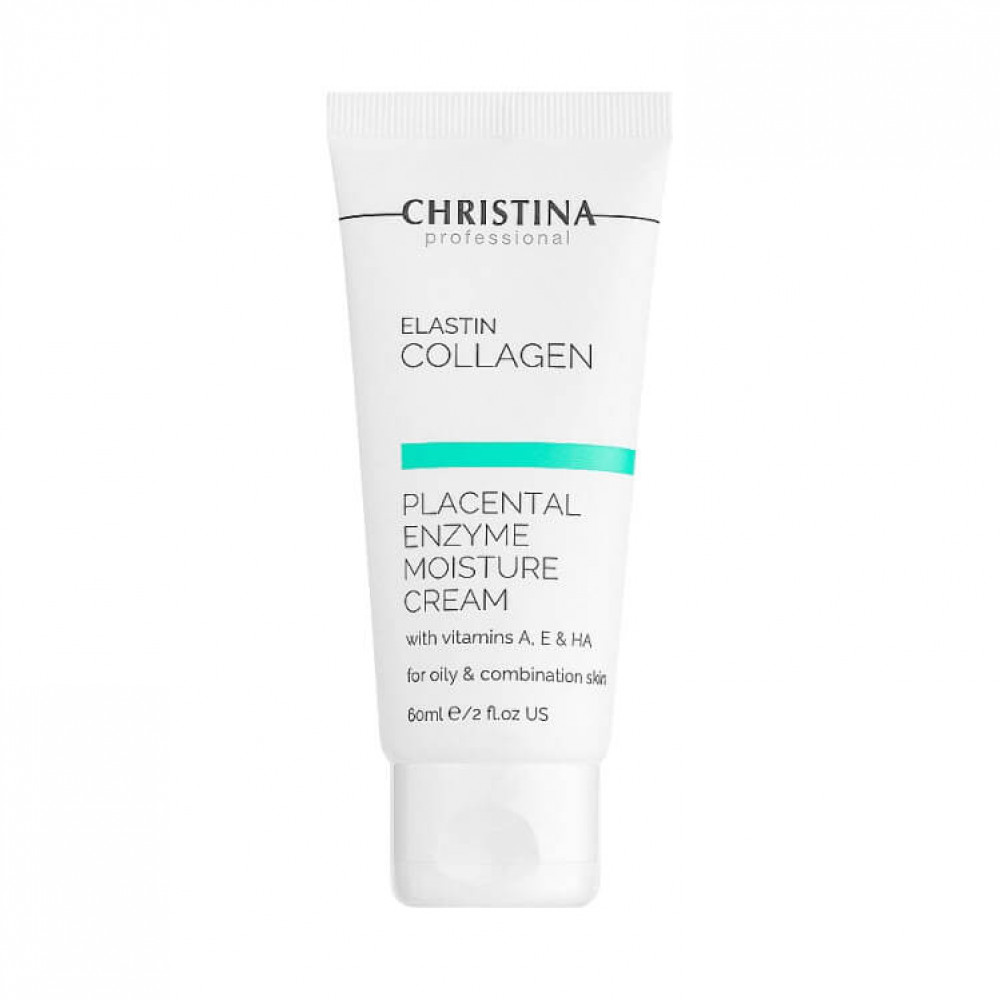 Christina Зволожуючий крем для жирної шкіри Elastin Collagen Placental Enzyme Moisture Cream with Vitamin A, E, HA, 60 ml