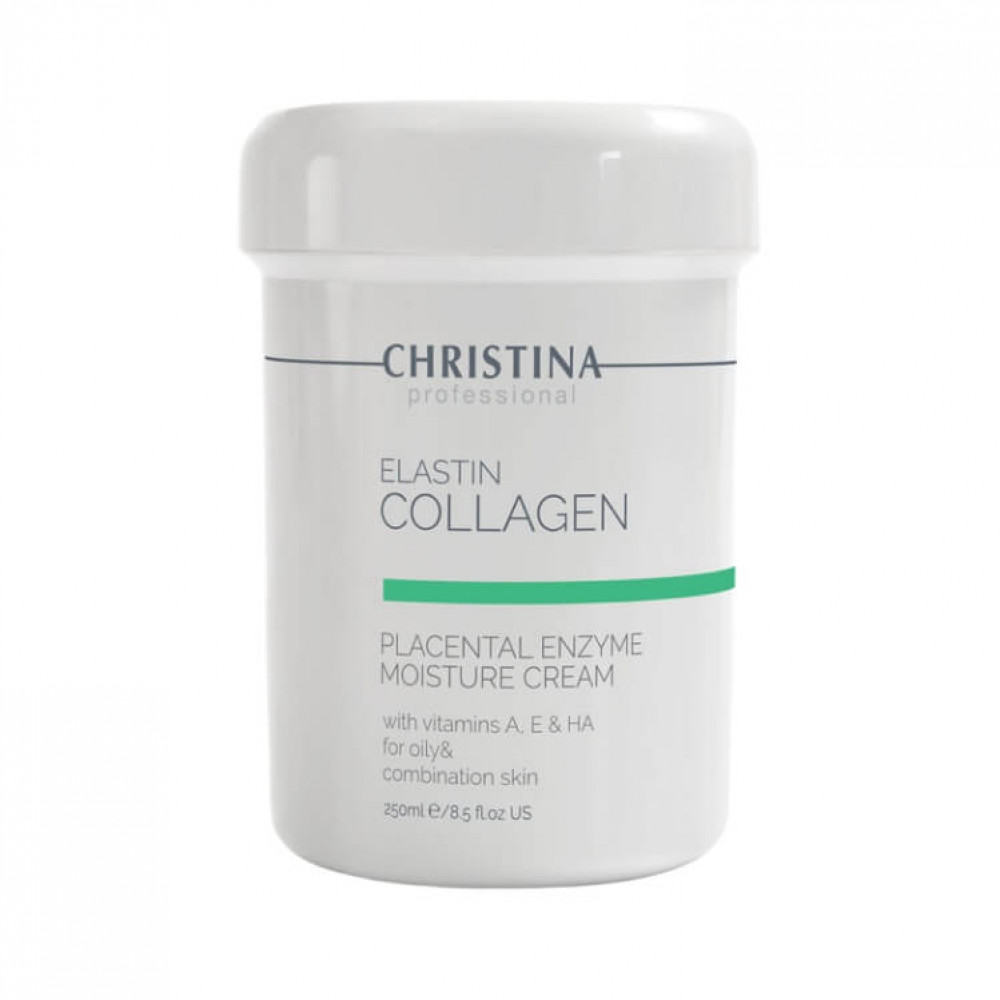 Christina Зволожуючий крем для жирної шкіри Elastin Collagen Placental Enzyme Moisture Cream with Vitamin A, E, HA, 250 ml