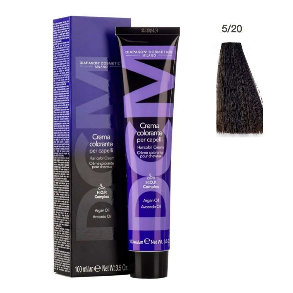DCM Hair color cream 5/20 светлый шатен пепельно-матовый, 100 ml