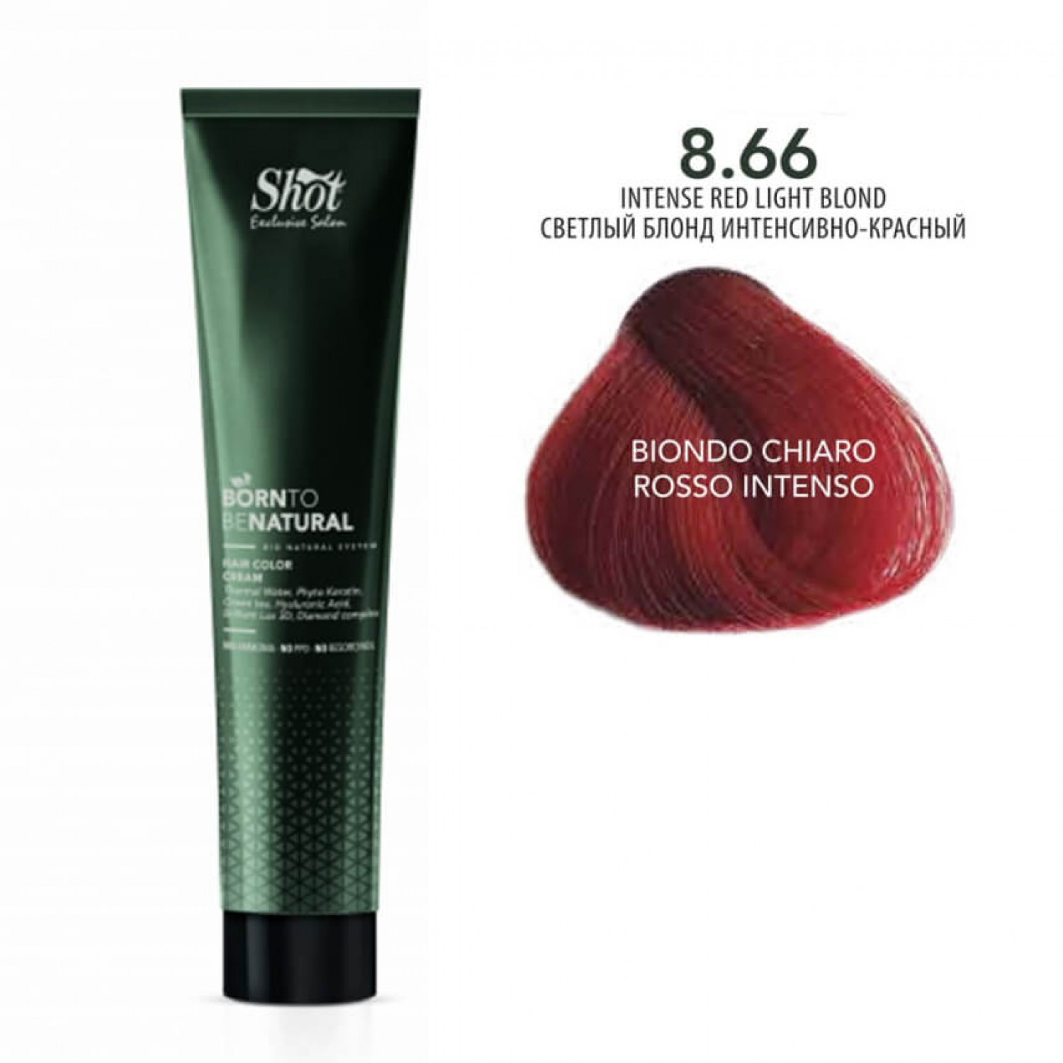 Shot Born to be NATURAL 8.66 светлый блонд интенсивный красныйб амиака, 100 ml НФ-00015542