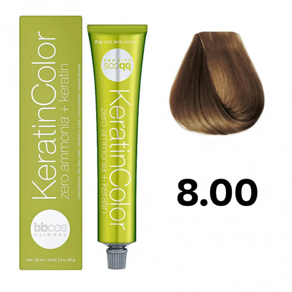 Bbcos KERATIN COLOR фарба для волосся 8/00 блондин світлий інтенсивний, 100 ml