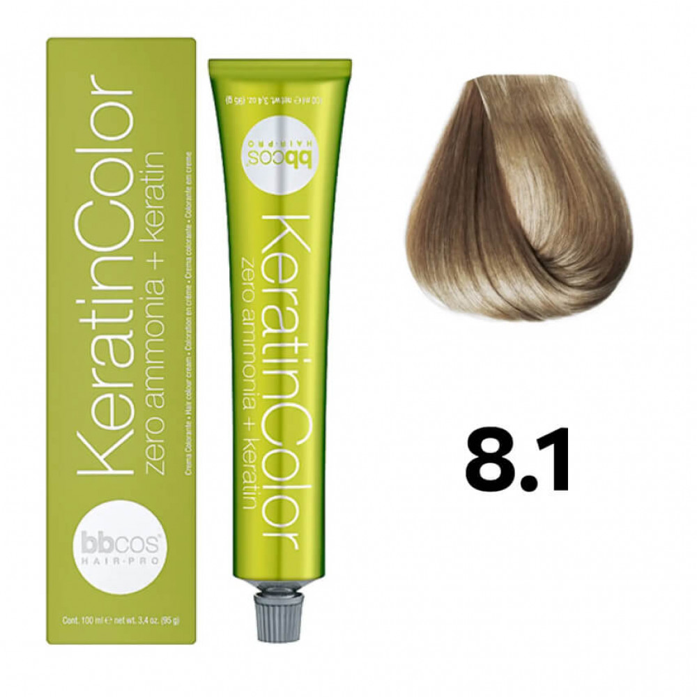 Bbcos KERATIN COLOR фарба для волосся 8/1 блондин світло-попелястий, 100 ml