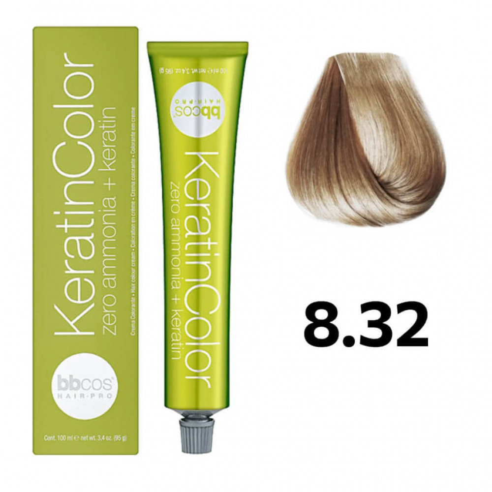 Bbcos KERATIN COLOR фарба для волосся 8/32 блондин світлий медовий, 100 ml