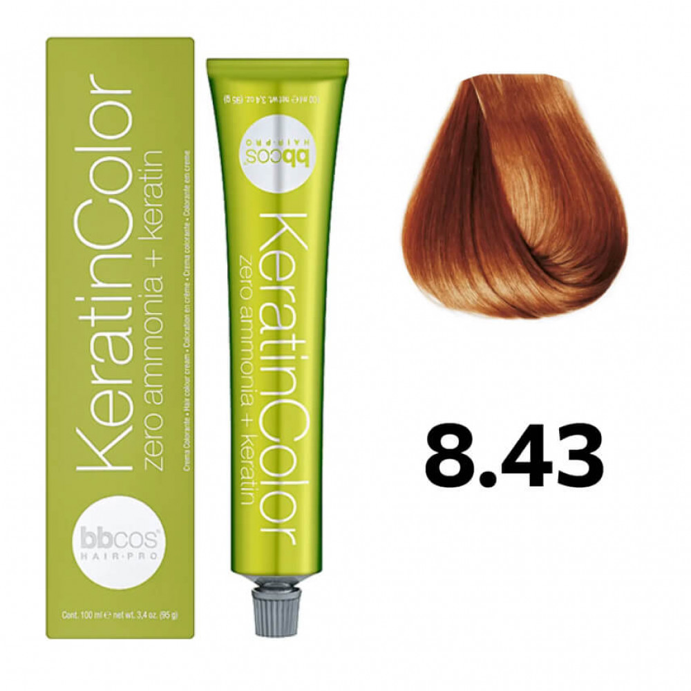 Bbcos KERATIN COLOR фарба для волосся 8/43 блондин світло-золотистий мідний, 100 ml