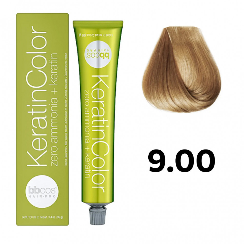 Bbcos KERATIN COLOR фарба для волосся 9/00 блондин дуже світлий інтенсивний, 100 ml