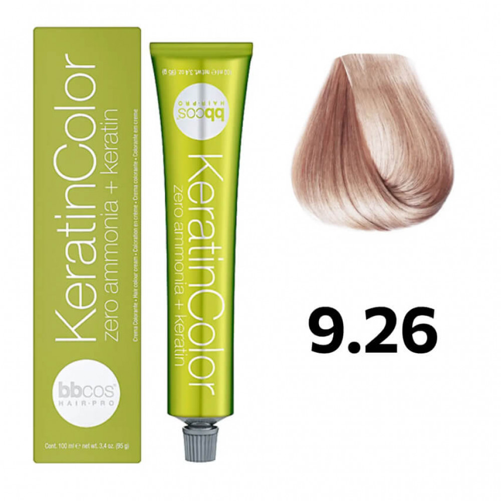 Bbcos KERATIN COLOR фарба для волосся 9/26 блондин дуже світлий рожевий, 100 ml