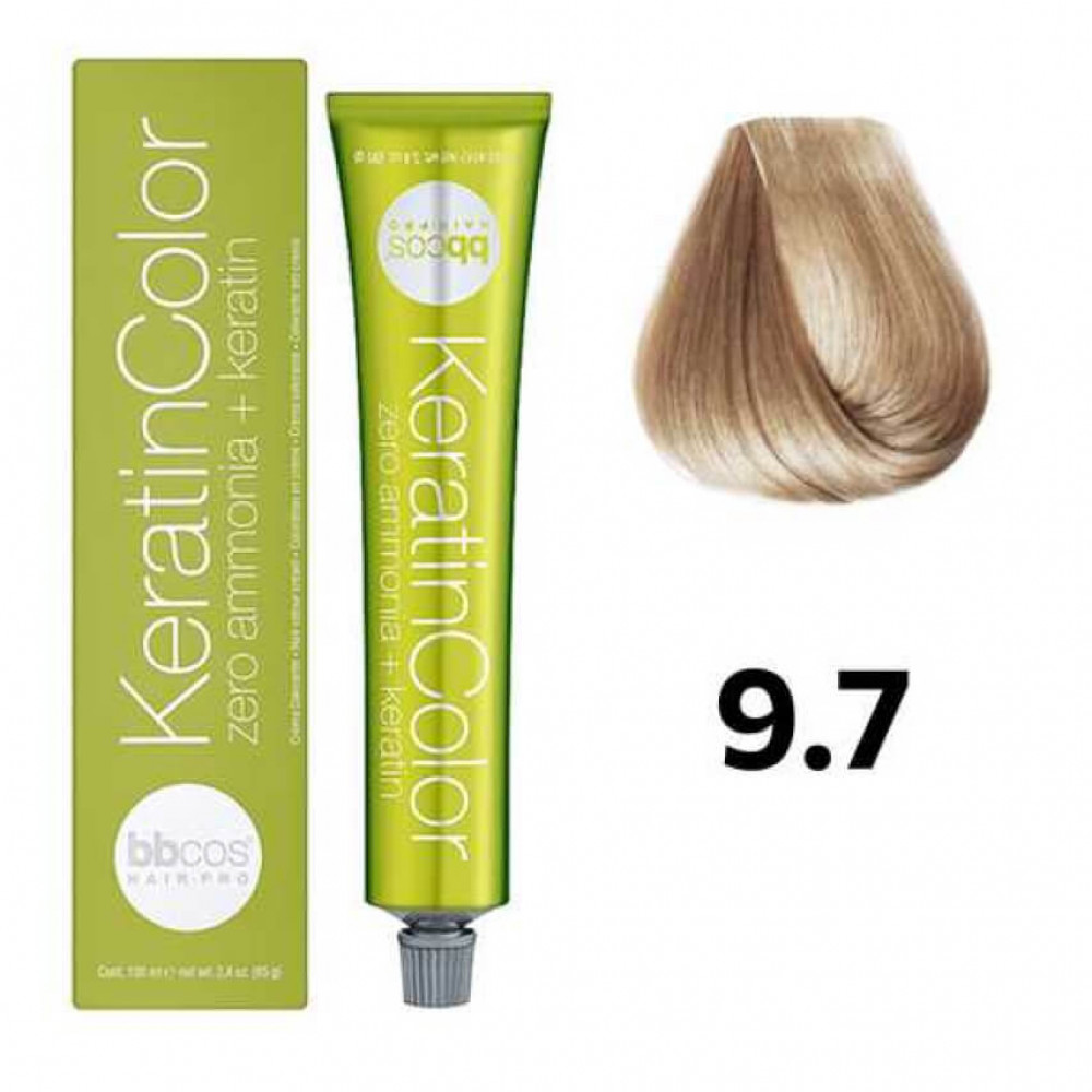 Bbcos KERATIN COLOR фарба для волосся 9/7 блондин дуже світло-бежевий, 100 ml