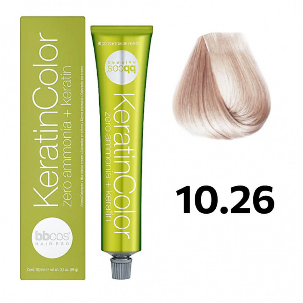 Bbcos KERATIN COLOR краска для волос 10/26 блондин экстра светлый розовый, 100 ml