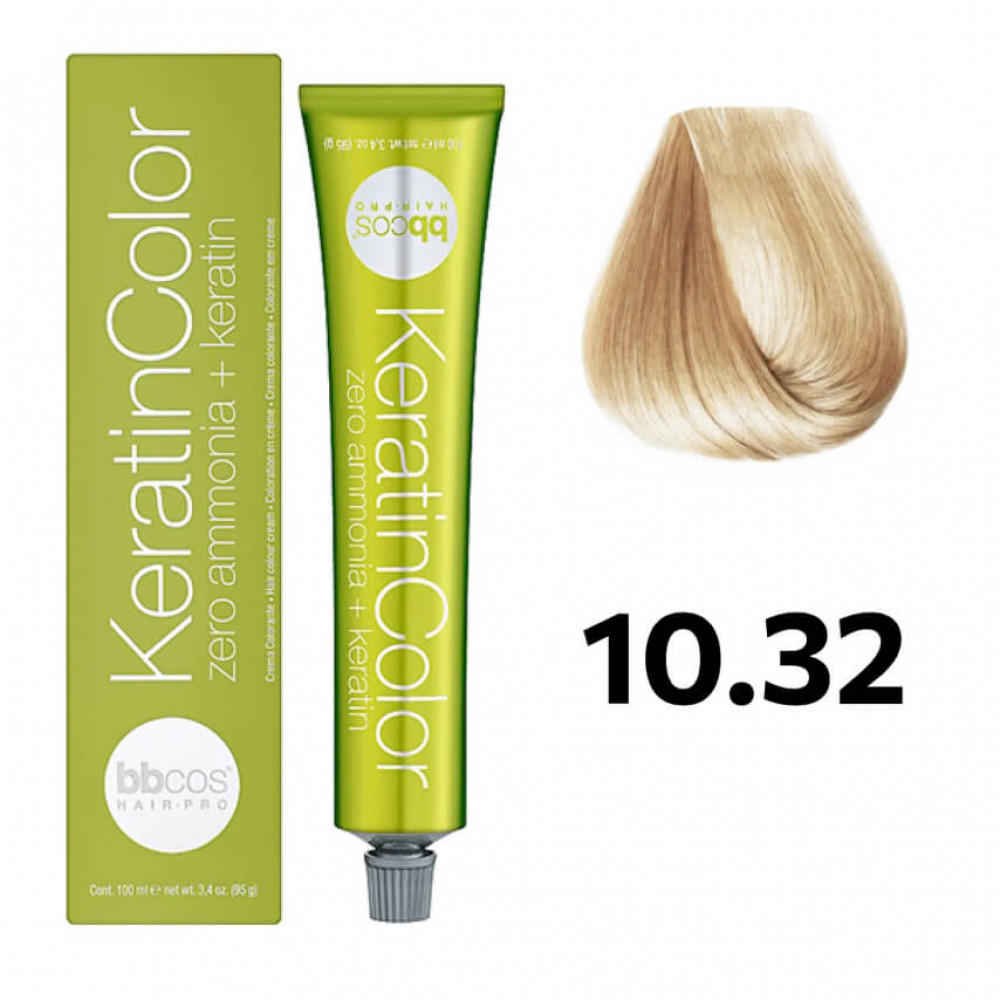 Bbcos KERATIN COLOR краска для волос 10/32 блондин экстра светлый медовый, 100 ml