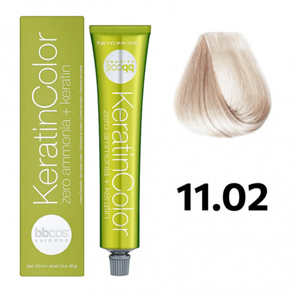 Bbcos KERATIN COLOR краска для волос 11/02 блондин очень светлый жемчужный, 100 ml