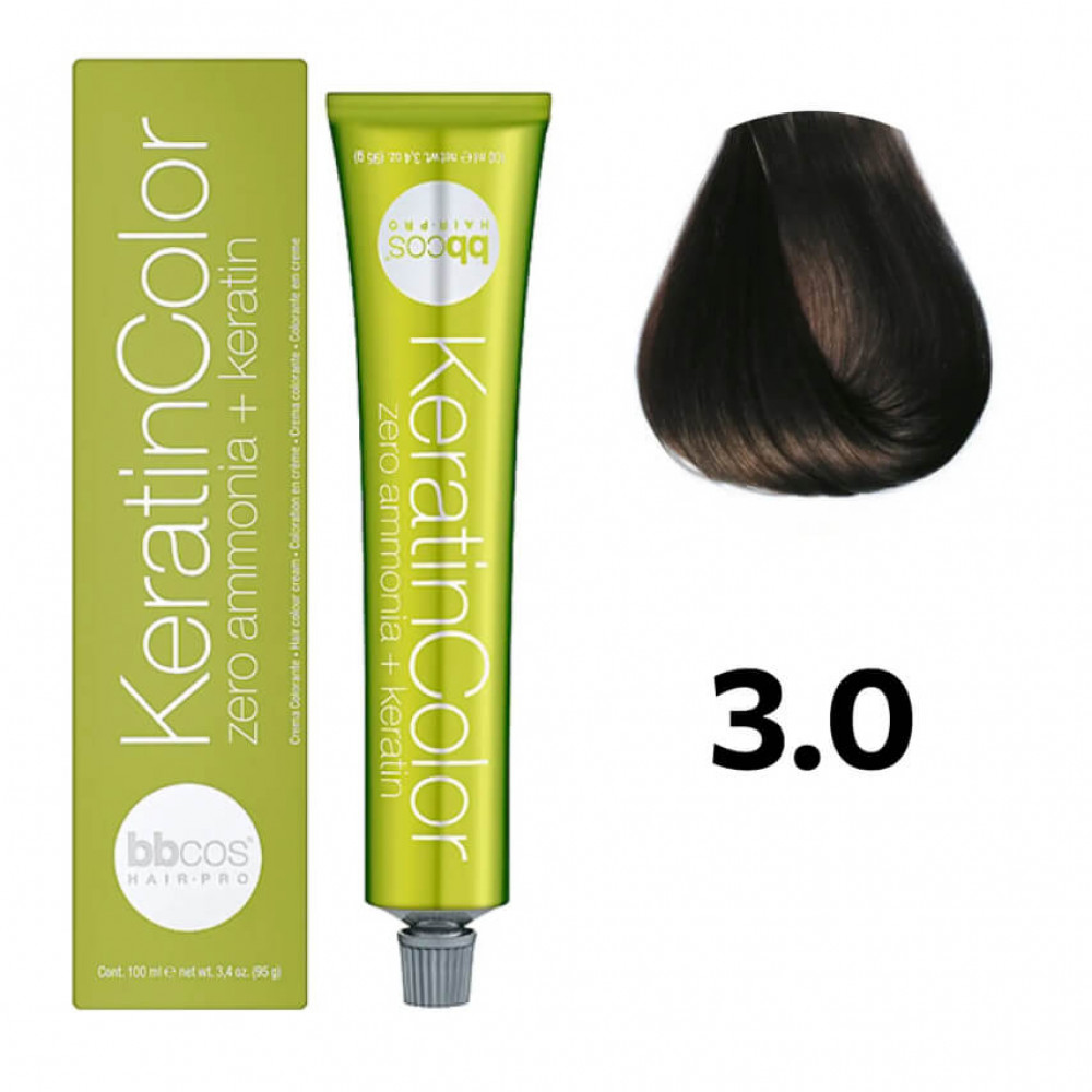 Bbcos KERATIN COLOR фарба для волосся 3/0 каштановий темний, 100 ml