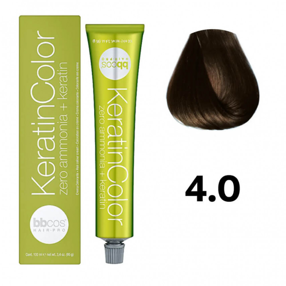 Bbcos KERATIN COLOR фарба для волосся 4/0 каштановий натуральний, 100 ml