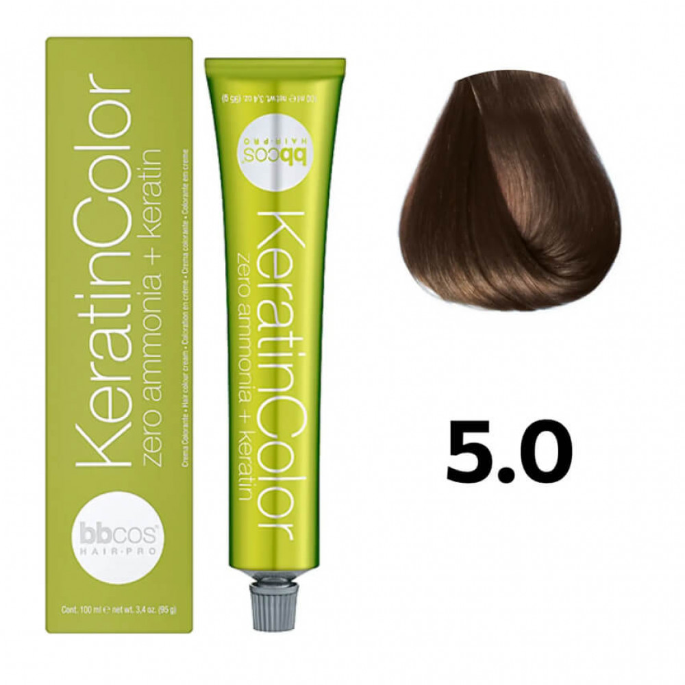 Bbcos KERATIN COLOR фарба для волосся 5/0 каштановий світлий, 100 ml