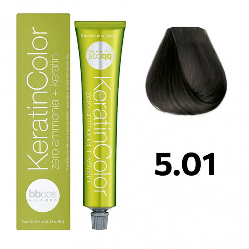 Bbcos KERATIN COLOR фарба для волосся 5/01 каштановий світло-попелястий, 100 ml