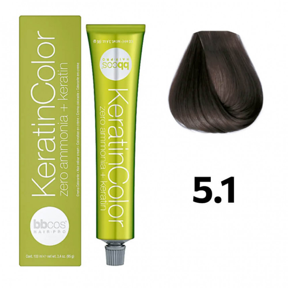 Bbcos KERATIN COLOR фарба для волосся 5/1 каштановий світло-попелястий, 100 ml