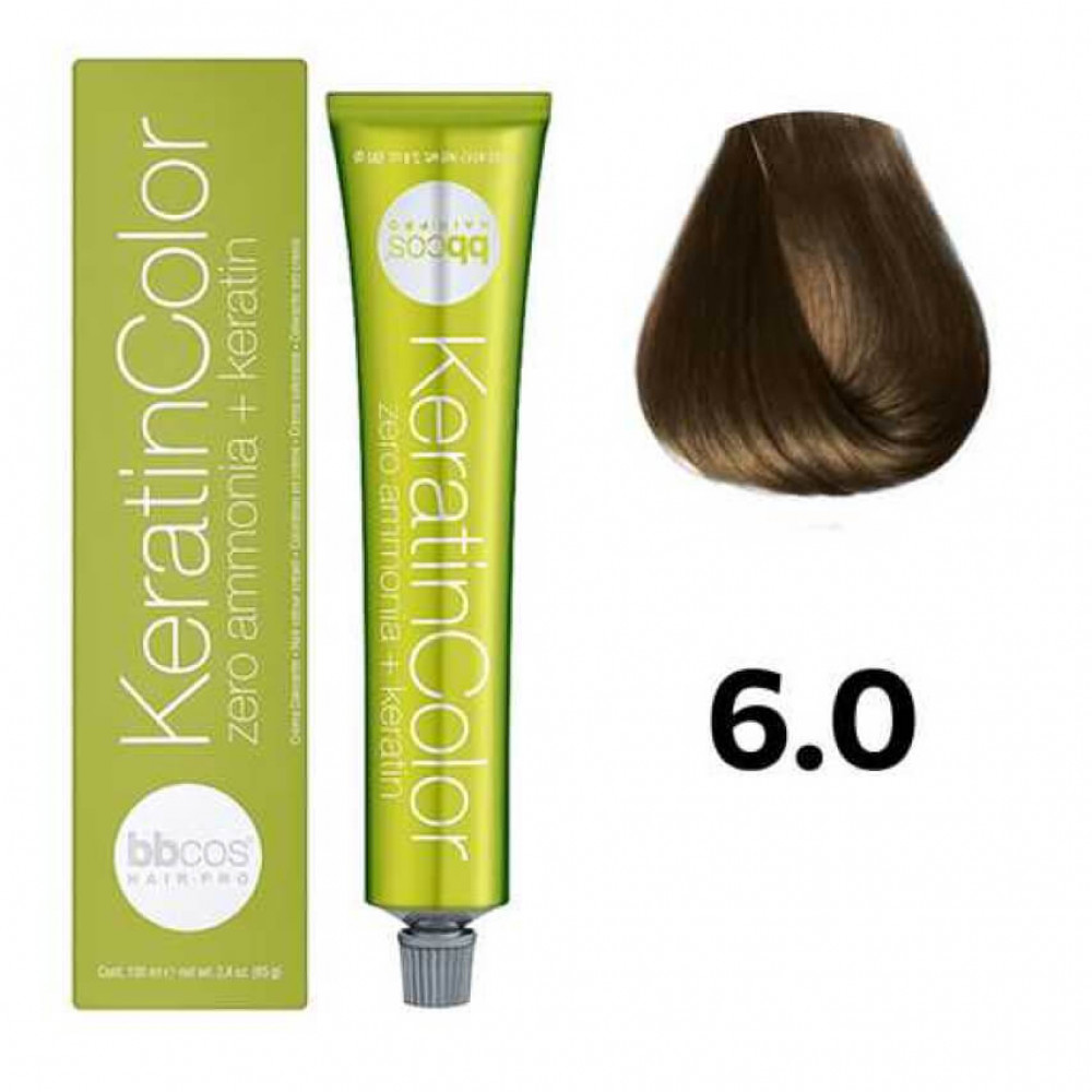 Bbcos KERATIN COLOR фарба для волосся 6/0 блондин темний, 100 ml