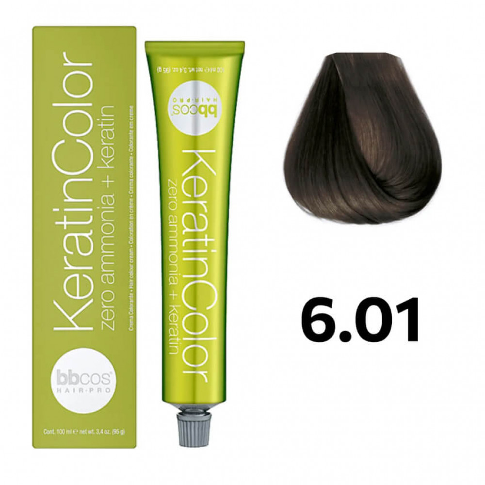 Bbcos KERATIN COLOR фарба для волосся 6/01 блондин темно-попелястий, 100 ml