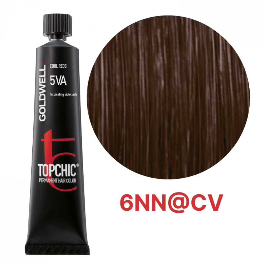 Стійка професійна фарба для волосся Goldwell Topchic Hair Color Coloration 6NN@CV ТЕМНО-РУСИЙ, 60мл