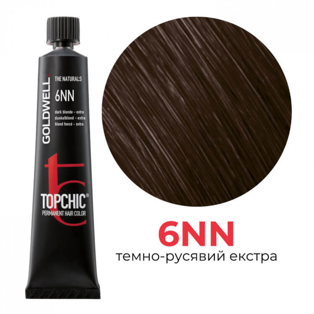 Стійка професійна фарба для волосся Goldwell Topchic Hair Color Coloration 6NN темний блондин екстра, 60мл