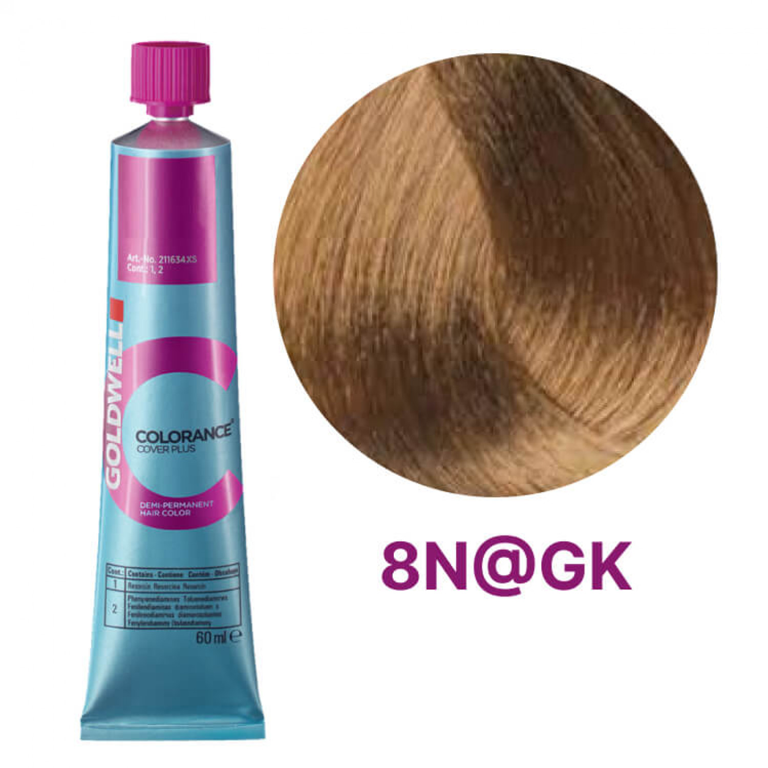 Краска тонирующая Colorance Cover Plus 8N@GK светлый блонд с золотисто-медным сиянием, 60 мл. НФ-00022455