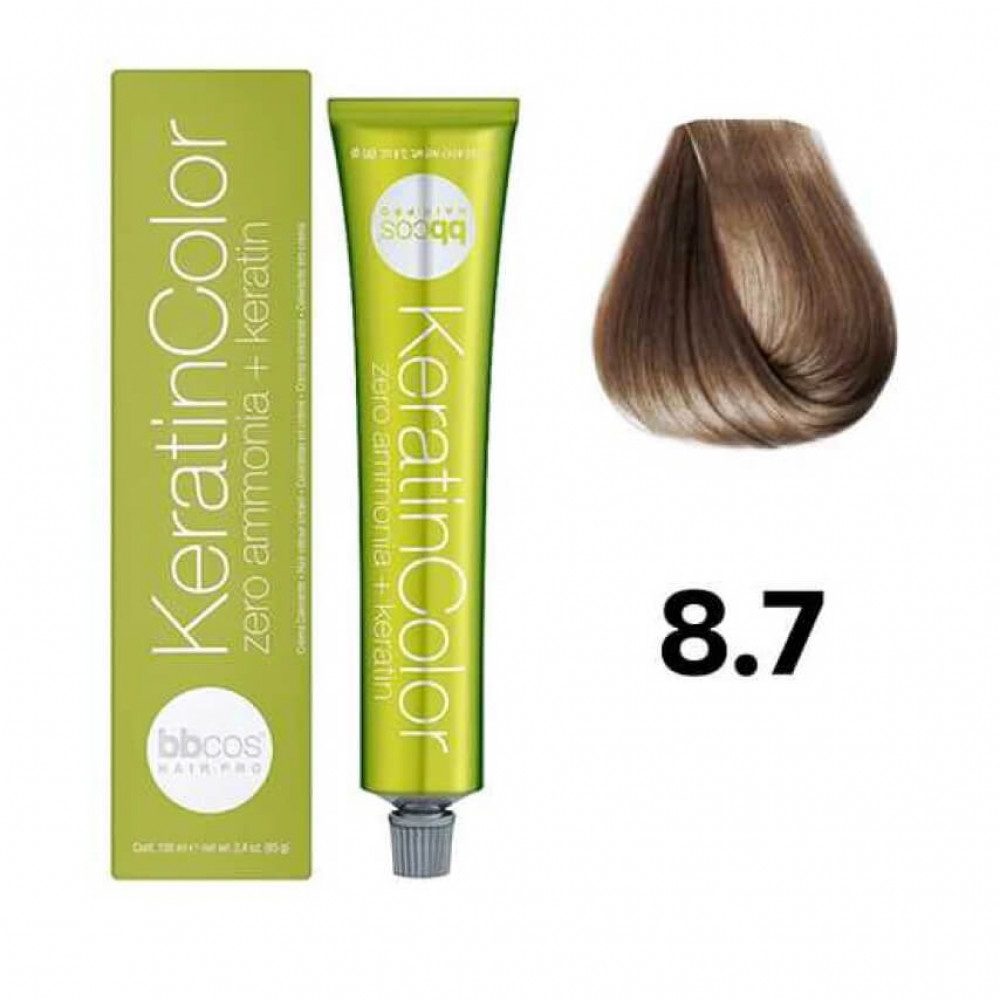 Bbcos KERATIN COLOR фарба для волосся 8/7 блондин світло-бежевий, 100 ml