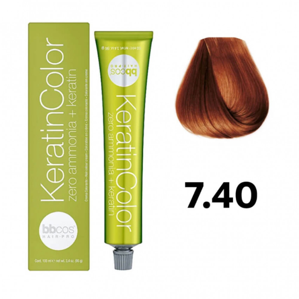 Bbcos KERATIN COLOR фарба для волосся 7/40 мідний інтенсивний, 100 ml