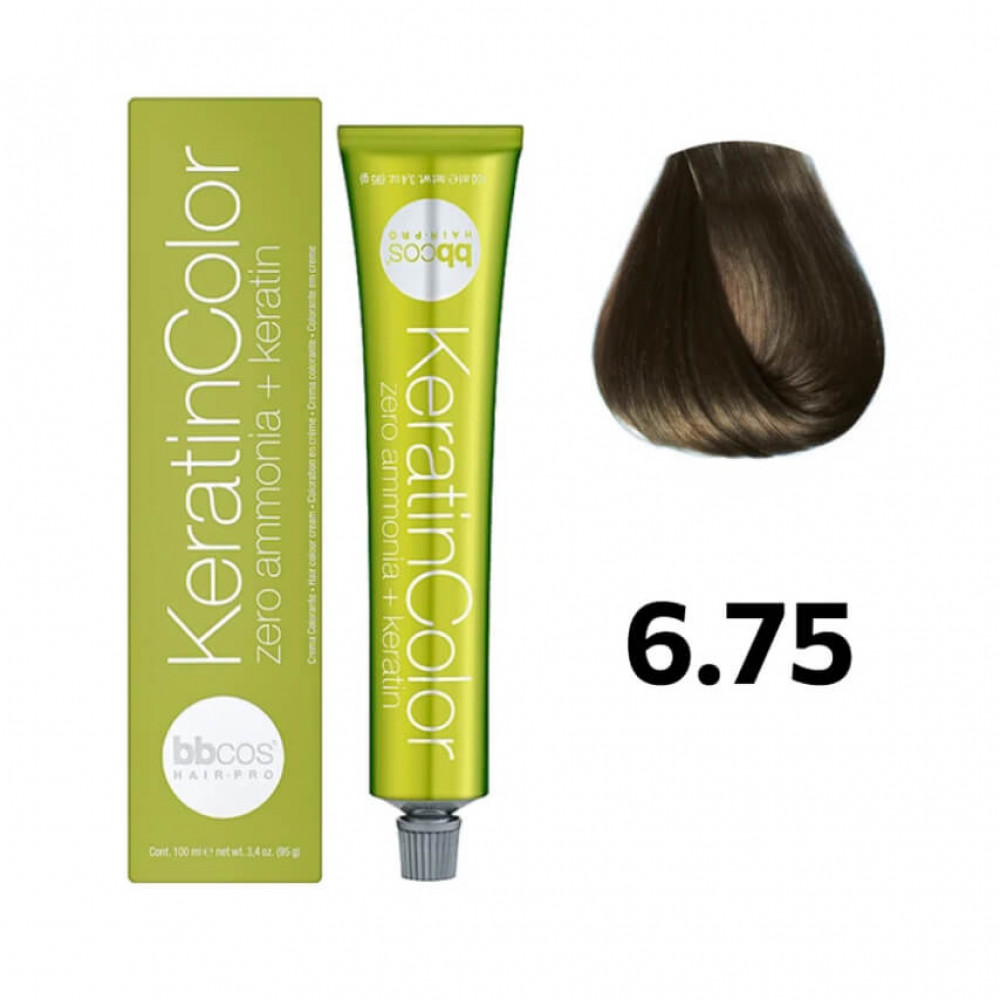 Bbcos KERATIN COLOR фарба для волосся 6/75 блондин темний шоколадний, 100 ml