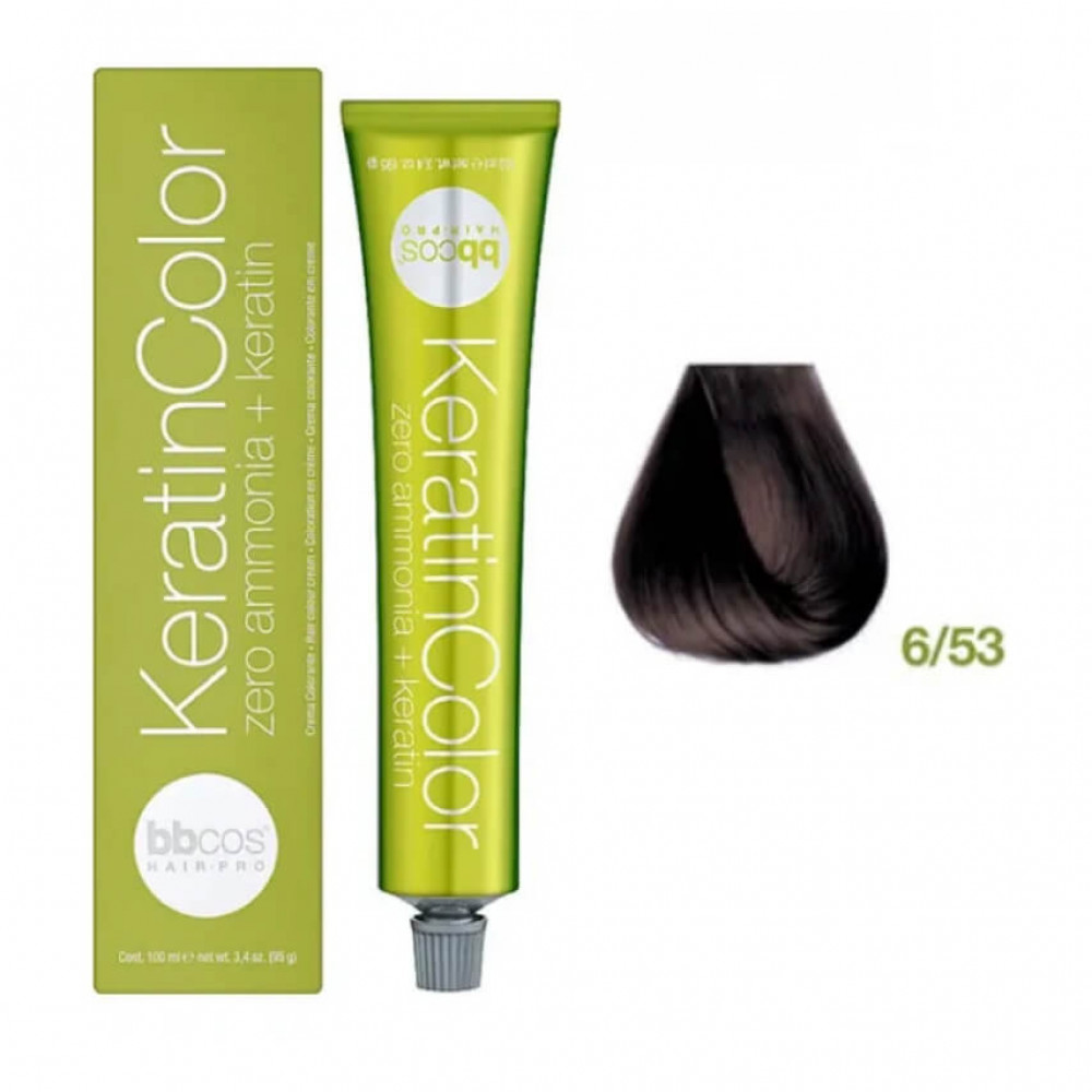 Bbcos KERATIN COLOR фарба для волосся 6/53 блондин темно-золотистий червоного дерева, 100 ml