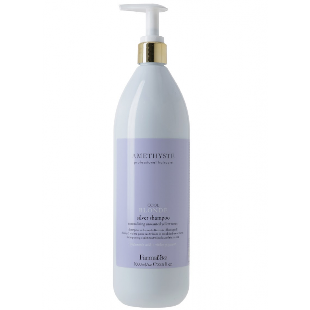FARMAVITA AMETHYSTE BLONDE - Cool Blonde Silver Shampoo Нейтрализующий фиолетовый шампунь для седых и осветленных волос 1L