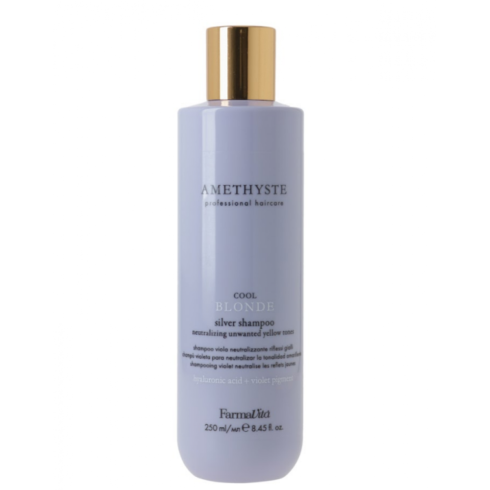 FARMAVITA AMETHYSTE BLONDE - Cool Blonde Silver Shampoo Нейтрализующий фиолетовый шампунь для седых и осветленных волос 250 ml