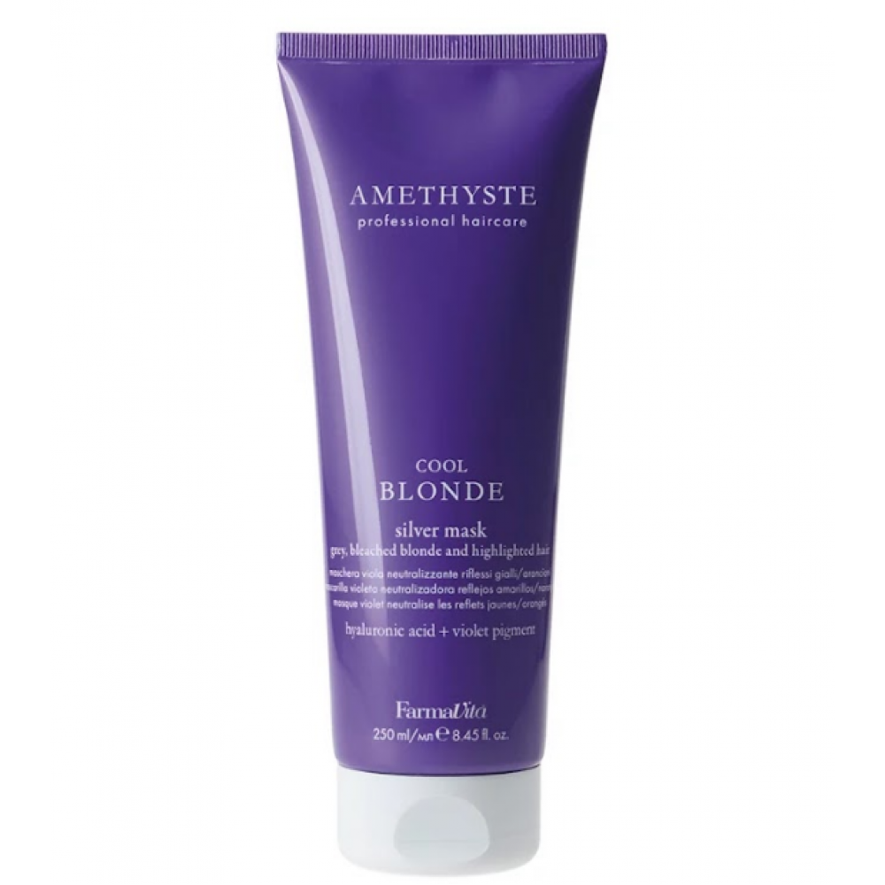 FARMAVITA AMETHYSTE BLONDE - Cool Blonde Silver Mask Увлажняющая и нейтрализующая маска для седых и осветленных волос 250 ml