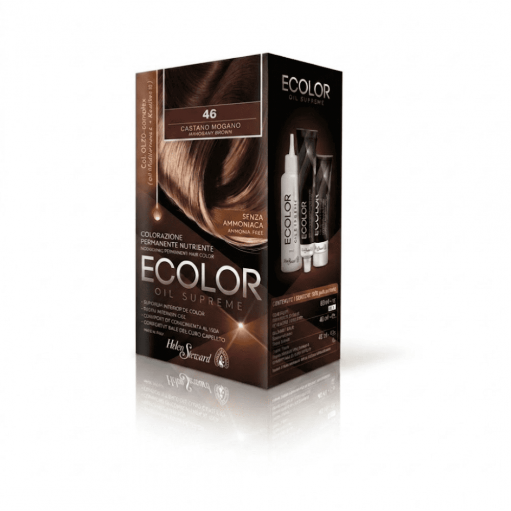 Helen Seward Набір для фарбування волосся в домашніх умовах Ecolor Oil Supreme 46 каштановий червоне дерево, 160 мл