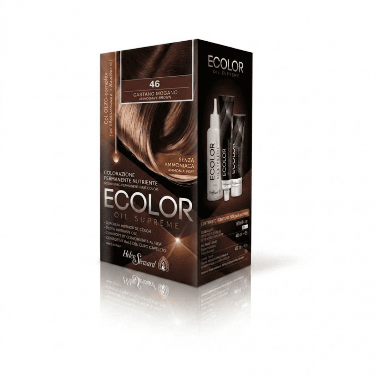 Helen Seward Набір для фарбування волосся в домашніх умовах Ecolor Oil Supreme 46 каштановий червоне дерево, 160 мл НФ-00030085