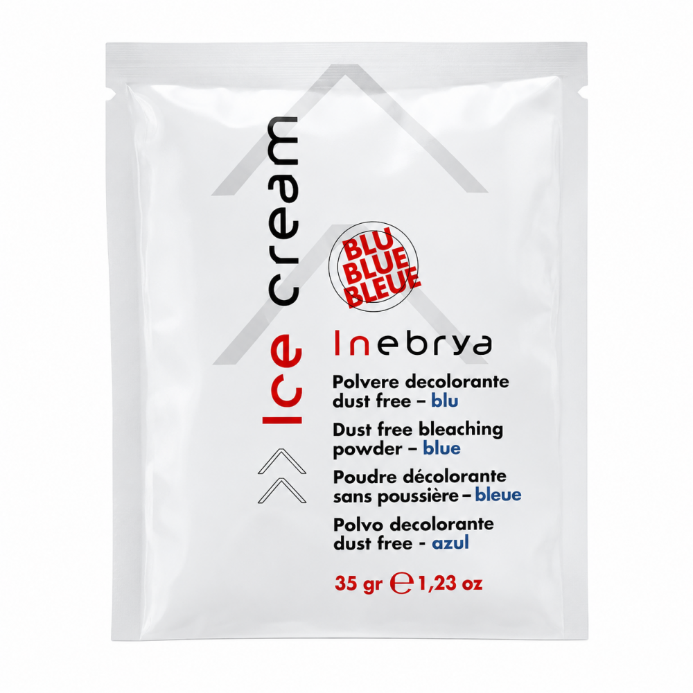 Запаска синьої знебарвлюючої пудри Inebrya Dust Free Lightening Powder Blue-6 Tones, 35 гр