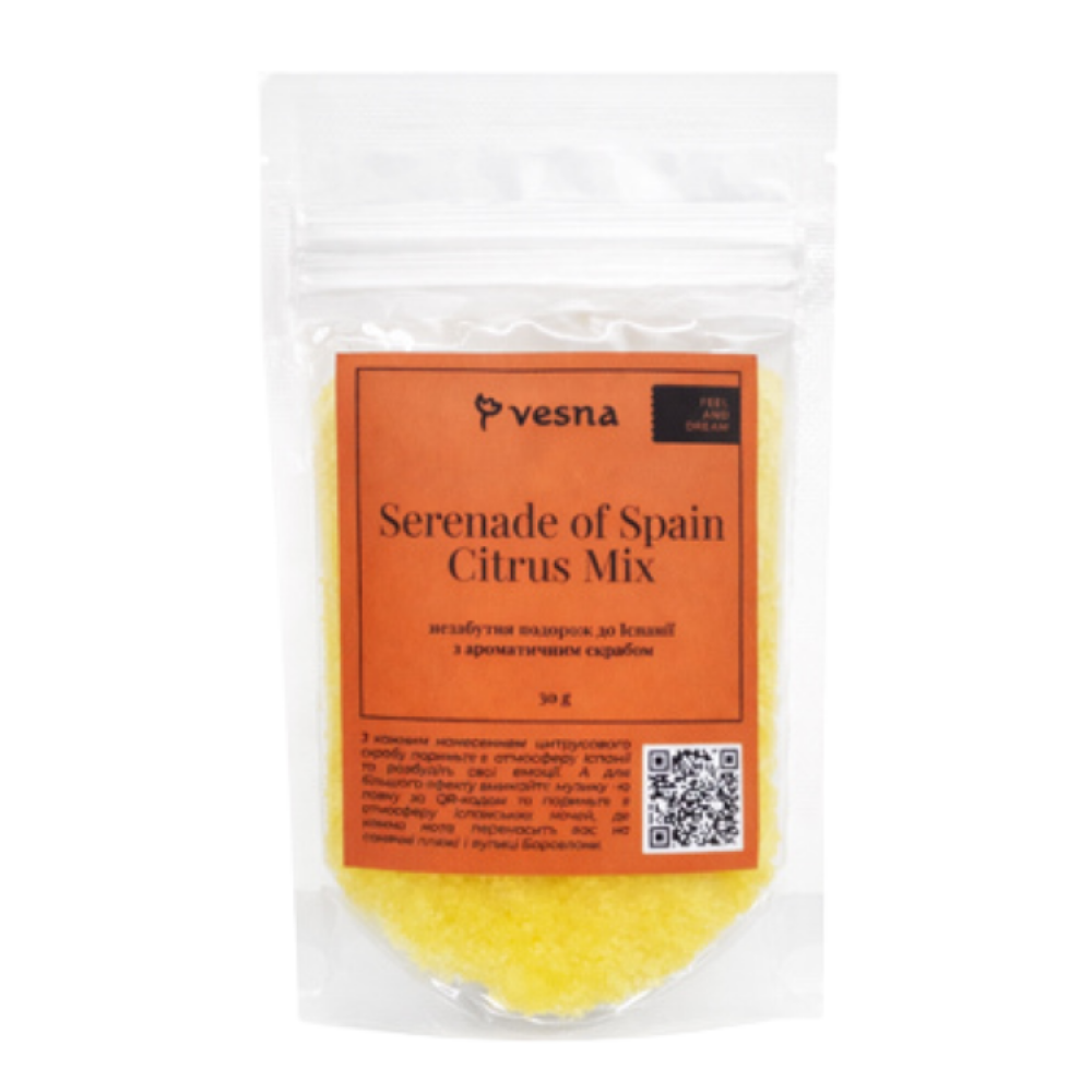Vesna Пробник Цукрово-сольовий скраб для тіла “Серенада Іспанії” з міксом цитрусових, 30 g