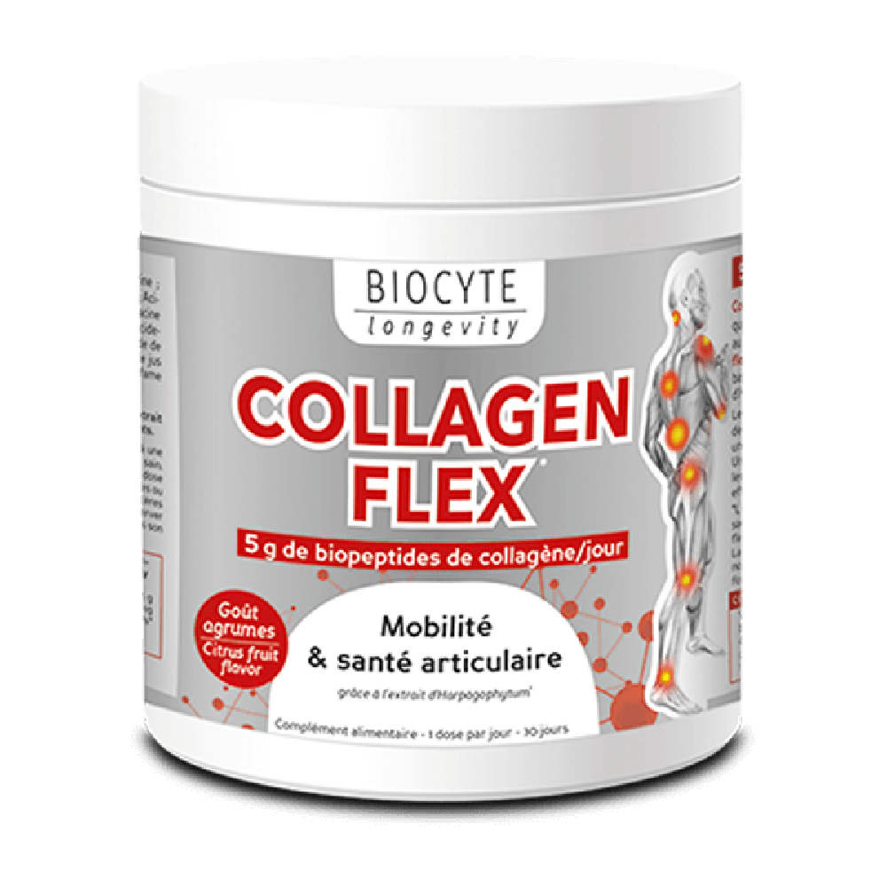 Biocyte Collagen Flex Допомагає зберегти суглоби здоровими та комфортними, а також забезпечує хорошу рухливість завдяки гарпагофітуму, 30 х 8 г