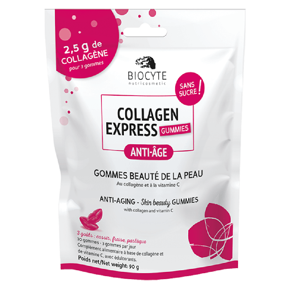 Biocyte Collagen Gummies Жуйки містять колаген і вітамін С, доступні в чудових фруктових смаках, вони мають антивікову дію, 30 капсул