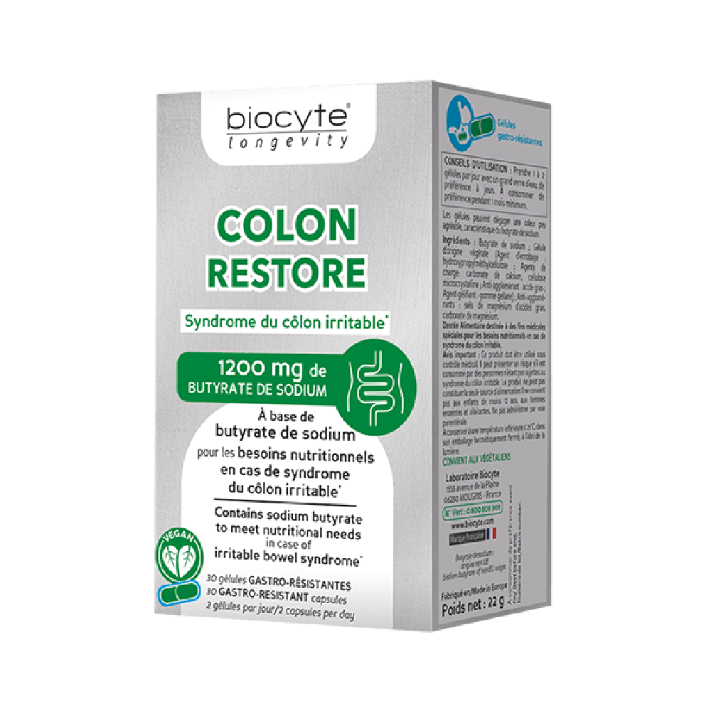 Biocyte Colon Restore Добавка дієтична у капсулах задовольняє харчові потреби людей із синдромом подразненого кишечника, 30 капсул