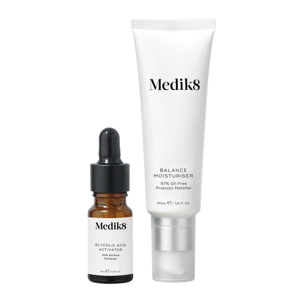 Medik8 Balance Moisturiser with Glycolic Acid Матуючий крем з пробіотиками та AHA кислотами, 50 ml+10 ml