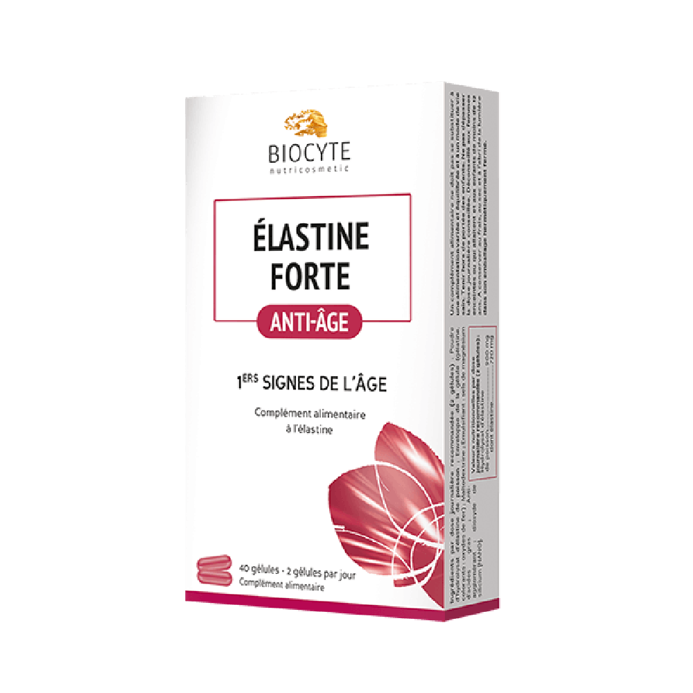 Biocyte Elastine Forte Улучшает состояние кожи, упругость и упругость благодаря эластину, 40 капсул