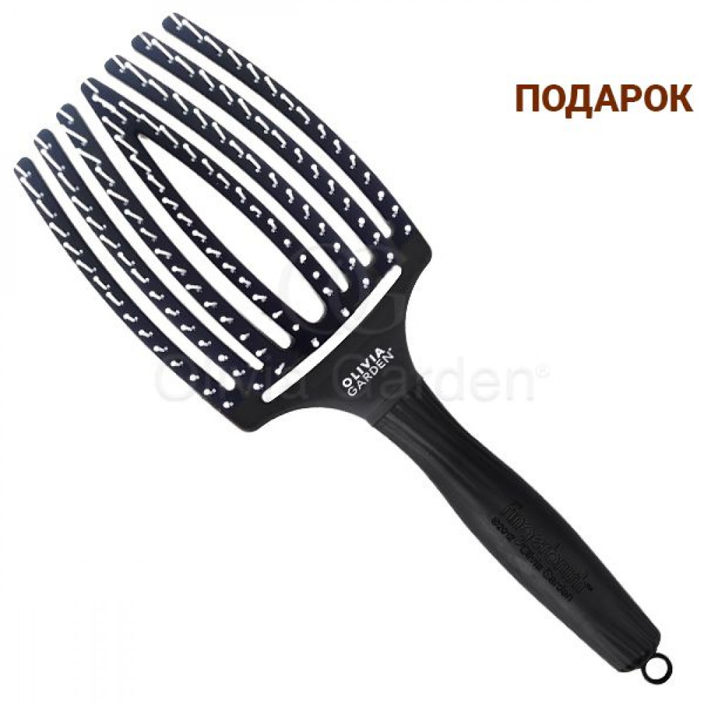 Щітка для укладки Finger Brush Large SILVER тунельна вигнута штучн.щетіна