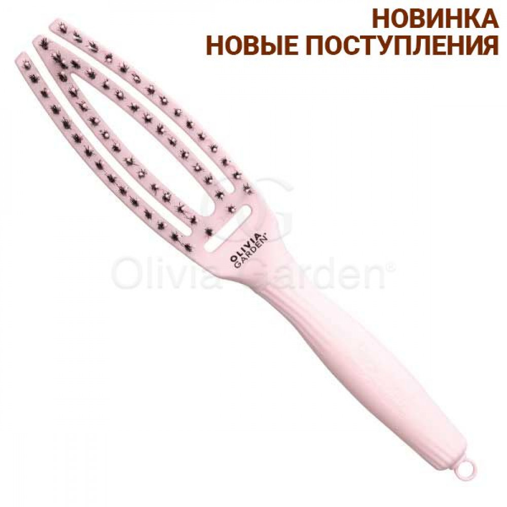 Щітка для укладки Finger Brush Combo Pastel Pink Small вигнута комбінована щетина