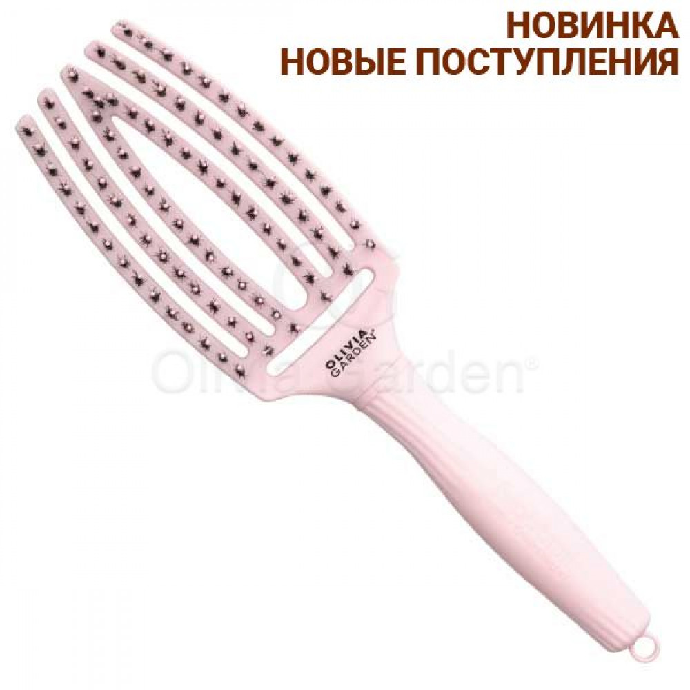 Щітка для укладки Finger Brush Combo Pastel Pink Medium вигнута комбінована щетина