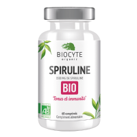 Biocyte Spiruline Bio Добавка богата белком, витаминами и минералами, помогает повысить тонус, бодрость и иммунитет нашего организма, 60 капсул