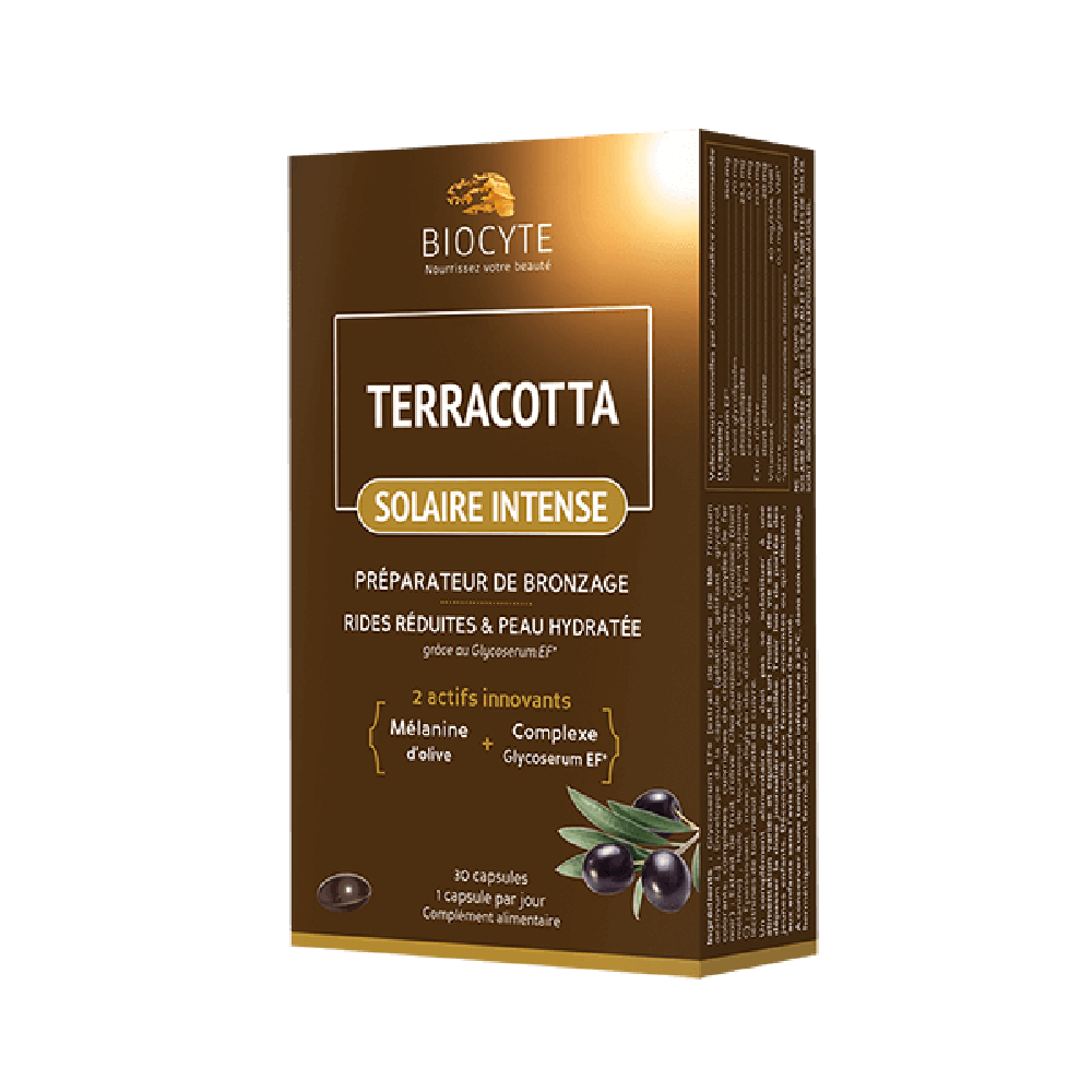 Biocyte Terracotta Solar Intense Подготавливает кожу к воздействию солнца, усиливает загар и сохраняет молодость кожи, 30 капсул