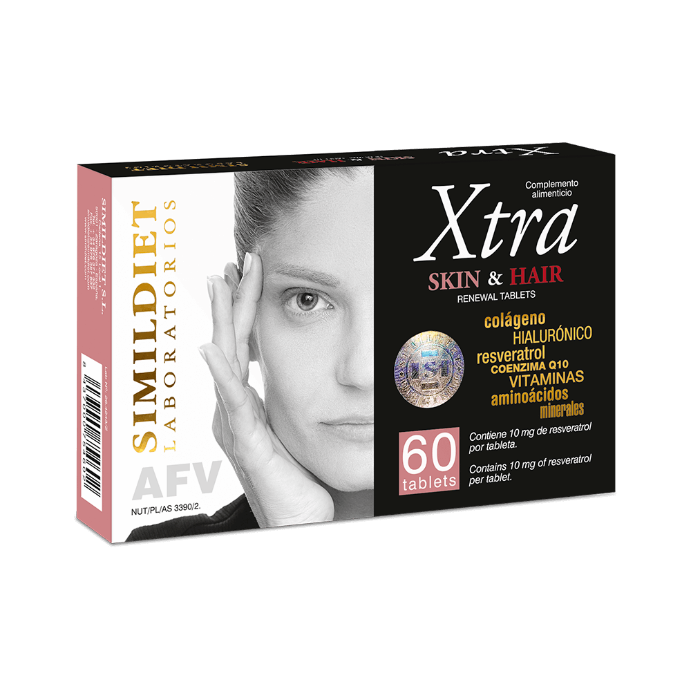 Simildiet Xtra Skin & Hair Комплексный подход к красоте кожи и волос Стимулирует выработку эндогенного коллагена, возвращая коже упругость и увлажн