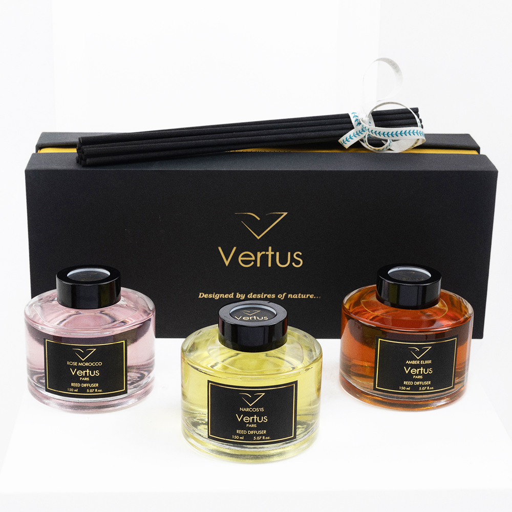 Набор аромадиффузоров для дома Vertus Reed Diffuser Set для мужчин и женщин - set (scent diffuser 3×150 ml)