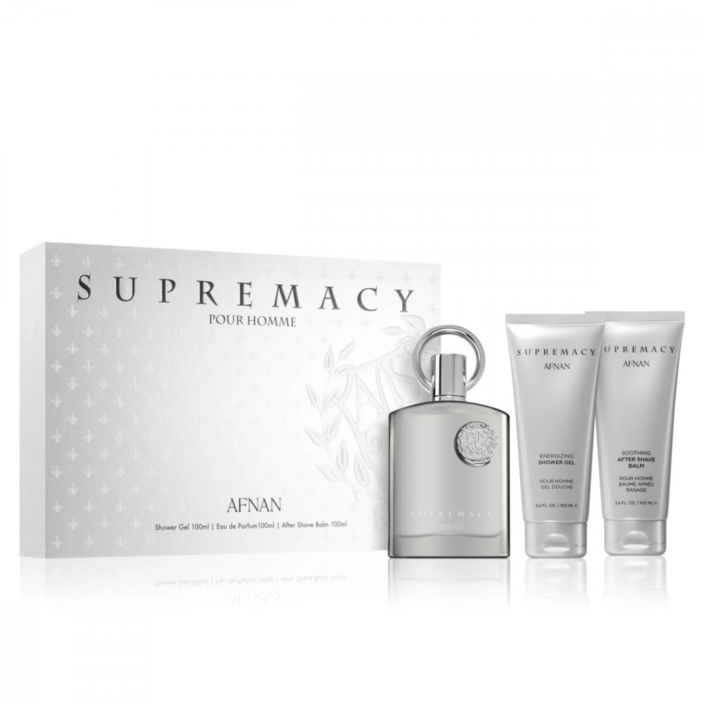 Набор Afnan Supremacy Silver для мужчин (оригинал) - set (edp 100 ml + sh/g 100 ml + a/sh 100 ml)