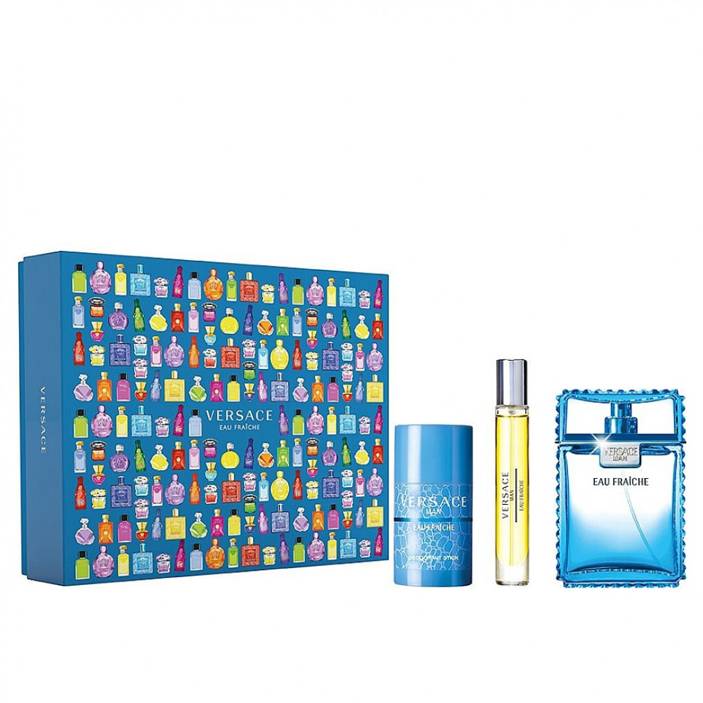 Набор Versace Man Eau Fraiche для мужчин (оригинал) - set (edt 100 ml + deo stick 75 ml + edt 10 ml mini)